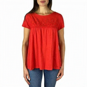 Jachs Girlfriend Eyelet Slub Red Top Size Large